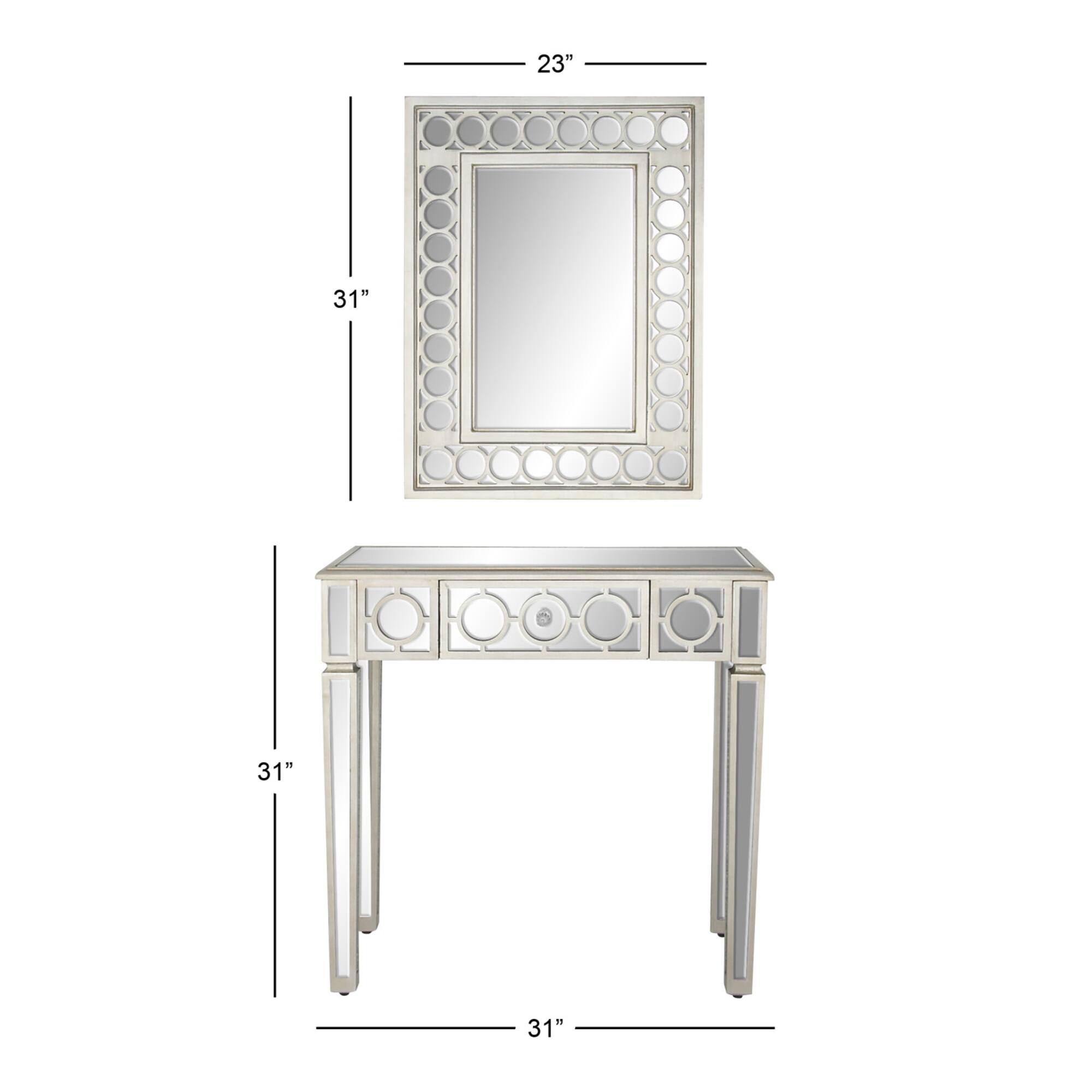 Set of 2 Grey Wood Glam Console Table, 31" x 31"